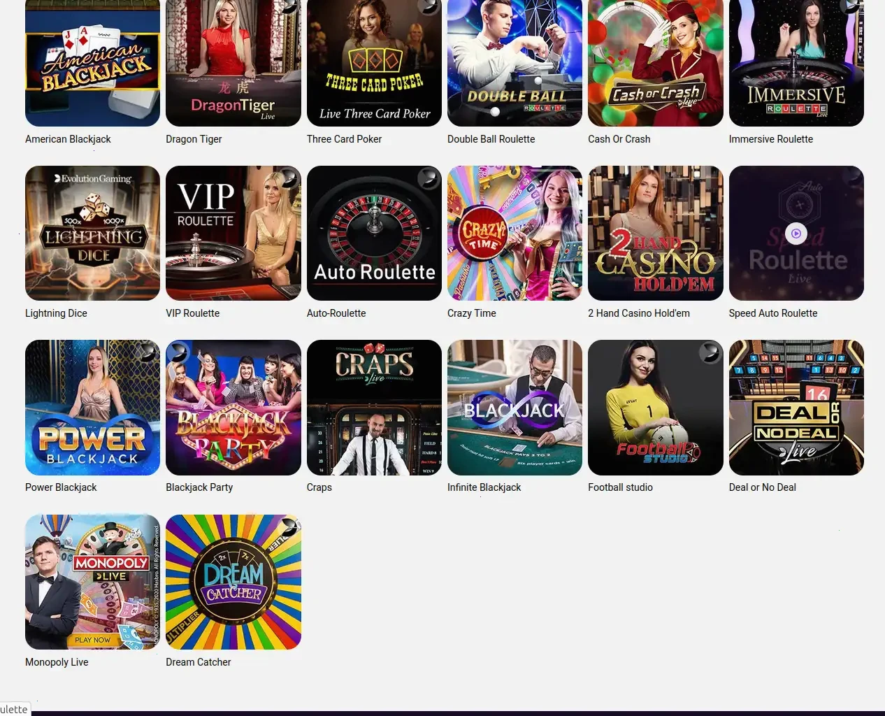 Interface de l'application mobile Roman Casino sur smartphone